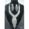 Diamond Jewelry Crystal Brass Fashion Wedding Necklace And Earring Sets For Gift